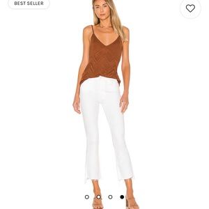 Mother Insider Crop Step Fray White jeans